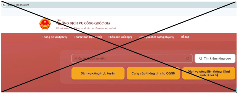 Cảnh giác website giả mạo Cổng Dịch vụ công Quốc gia