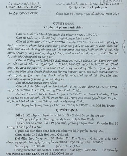 Về bài “Buông lỏng quản lý trật tự xây dựng gây phát sinh đơn thư”: Xử phạt chủ đầu tư 40 triệu đồng