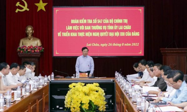 Đoàn kiểm tra của Bộ Chính trị làm việc với Thường vụ tỉnh Lai Châu